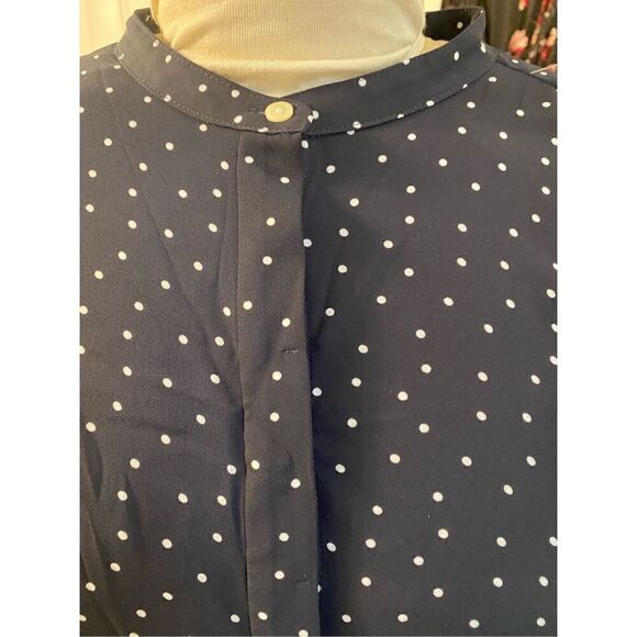 Ann Taylor LOFT Navy Blue & Polka Dot Tunic.  Size L. - Picture 6 of 6